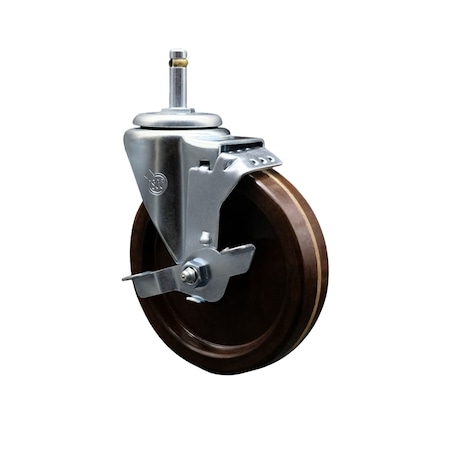 Service Caster 5'' High Temp Phenolic Wheel Swivel 7/16'' Grip Ring Stem Caster Brake SCC-GR20S514-PHSHT-TLB-716138